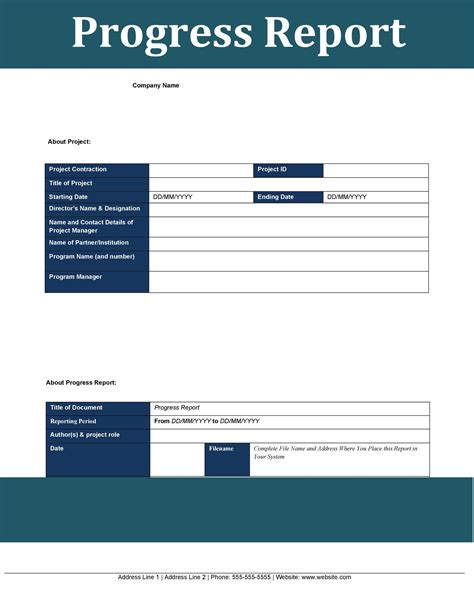 simple project status report template